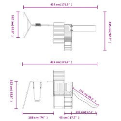 Set da Gioco da Esterno in Legno Massello di Douglas con Altalena e Scivolo a onde