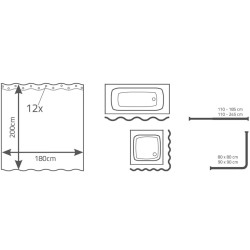 RIDDER Tenda da Doccia Bambus 180x200 cm