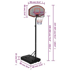 Supporto per Pallacanestro Nero 237-307 cm Polietilene