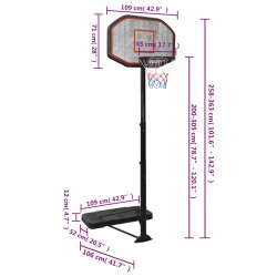 Supporto per Pallacanestro Nero 258-363 cm Polietilene