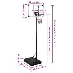 Supporto per Pallacanestro Trasparente 235-305 cm Policarbonato