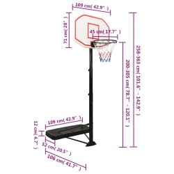 Supporto per Pallacanestro Bianco 258-363 cm Polietilene