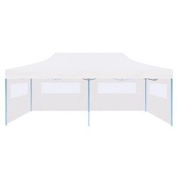 Tenda Pieghevole Pop-Up con Pareti Laterali 3x6m Acciaio Bianco