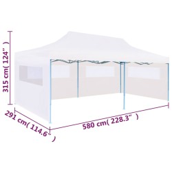 Tenda Pieghevole Pop-Up con Pareti Laterali 3x6m Acciaio Bianco