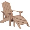 Sedia da Giardino Adirondack con Poggiapiedi Marrone HDPE