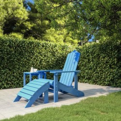 Sedia da Giardino Adirondack con Poggiapiedi Blu Acqua HDPE