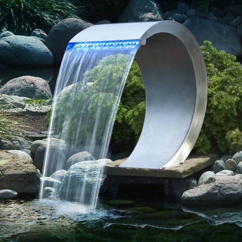 Ubbink Cascata in Acciaio Inossidabile Mamba con Illuminazione a LED