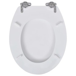 Sedile WC MDF Coperchio Chiusura Ammortizzata Semplice Bianco