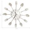 325162  Wall Clock with Spoon and Fork Design Silver 31 cm Aluminium