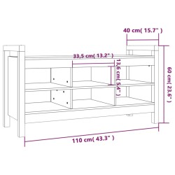 Panca da Ingresso 110x40x60 cm in Legno Massello di Pino