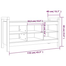 Panca da Ingresso Miele 110x40x60 cm in Legno Massello di Pino