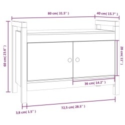 Panca da Ingresso Grigio 80x40x60 cm in Legno Massello di Pino