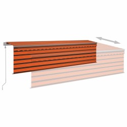 Tenda Automatica Sensore Vento e LED 5x3 m Arancio e Marrone