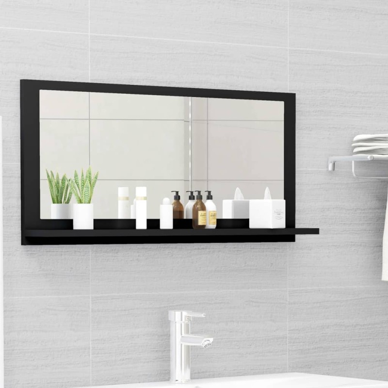 Specchio da Bagno Nero 80x10,5x37 cm in Truciolato