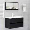 Specchio da Bagno Nero 80x10,5x37 cm in Truciolato