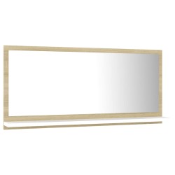 Specchio da Bagno Bianco Rovere Sonoma 80x10,5x37 cm Truciolato