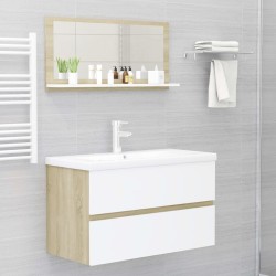 Specchio da Bagno Bianco Rovere Sonoma 80x10,5x37 cm Truciolato