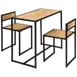 Set per Sala da Pranzo 3 pz in Legno Massello di Mango