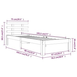 Giroletto Miele in Legno Massello 75x190 cm 2FT6 Small Single