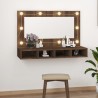    Mobile a Specchio con LED Rovere Marrone 90x31,5x62 cm