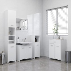    Armadio da Bagno Bianco 60x33x80 cm in Legno Ingegnerizzato