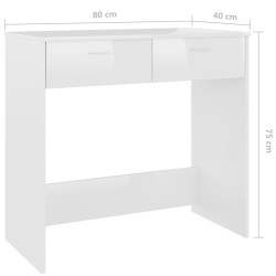 Scrivania Bianco Lucido 80x40x75 cm in Truciolato