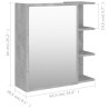    Armadietto a Specchio Grigio Cemento 62,5x20,5x64 cm Truciolato