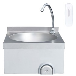 Lavandino con Rubinetto e Dispenser Sapone in Acciaio Inox