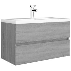 Mobile Bagno e Lavabo Integrato Grigio Sonoma Legno ingegnerizzato