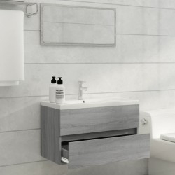 Mobile Bagno e Lavabo Integrato Grigio Sonoma Legno ingegnerizzato