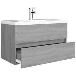 Mobile Bagno e Lavabo Integrato Grigio Sonoma Legno ingegnerizzato