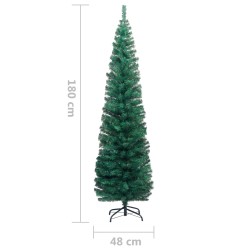 Albero di Natale Artificiale Sottile Supporto Verde 180 cm PVC