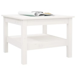 Tavolino da Salotto Bianco 55x55x40 cm Legno Massello di Pino