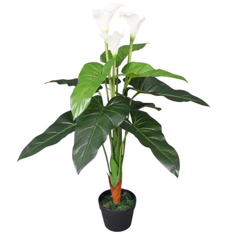    Calla Lily Artificiale con Vaso 85 cm Bianco