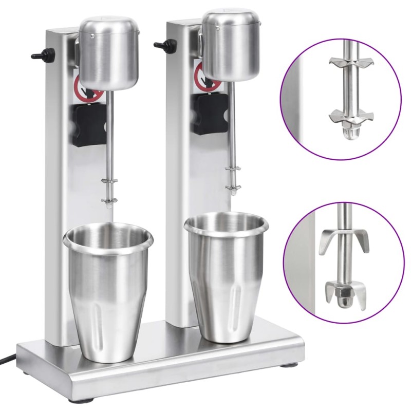 Frullatore per Milkshake con Tazza Doppia in Acciaio Inox 2 L