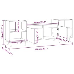    Mobile TV Rovere Fumo 160x35x55 cm in Legno Ingegnerizzato