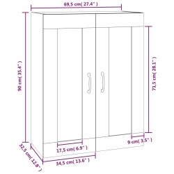    Armadietto Pensile a Parete Rovere Sonoma 69,5x32,5x90 cm