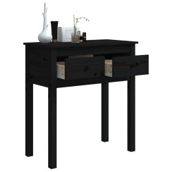    Tavolo Consolle Nero 70x35x75 cm in Legno Massello di Pino