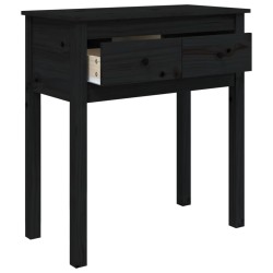    Tavolo Consolle Nero 70x35x75 cm in Legno Massello di Pino