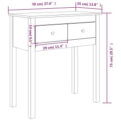    Tavolo Consolle Nero 70x35x75 cm in Legno Massello di Pino