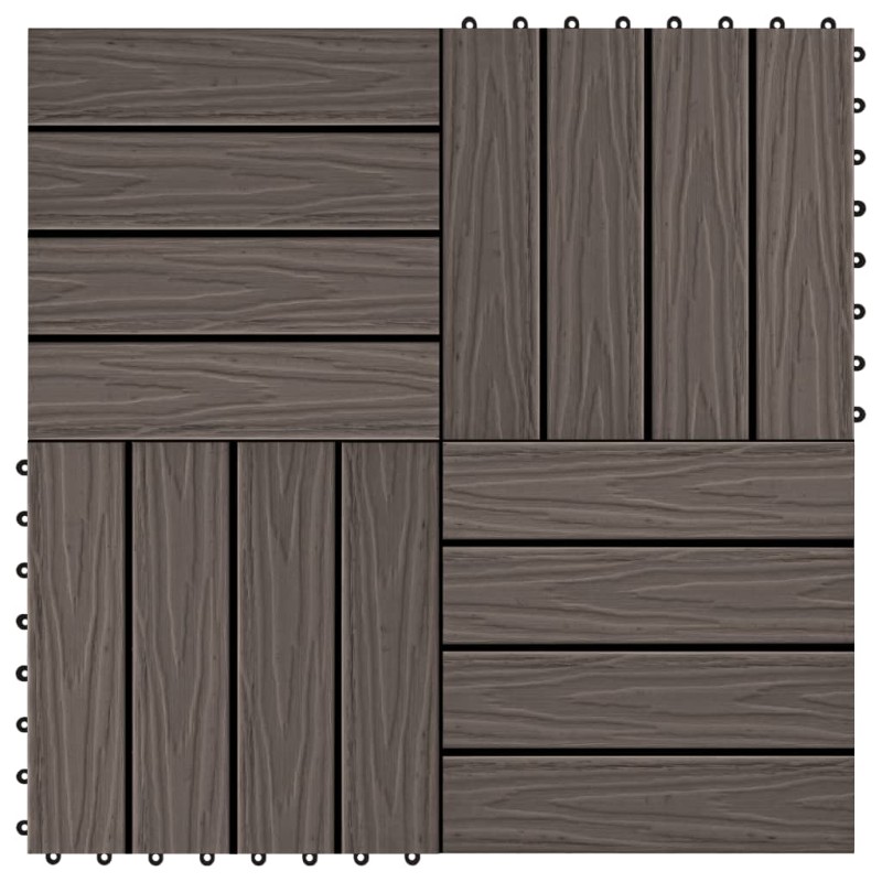 Piastrelle 11 pz Goffrature WPC 30x30 cm 1 mq Marrone Scuro