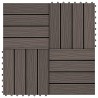 Piastrelle 11 pz Goffrature WPC 30x30 cm 1 mq Marrone Scuro