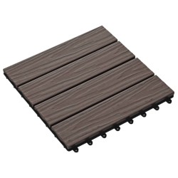 Piastrelle 11 pz Goffrature WPC 30x30 cm 1 mq Marrone Scuro