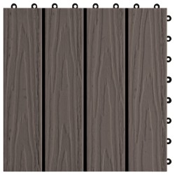 Piastrelle 11 pz Goffrature WPC 30x30 cm 1 mq Marrone Scuro