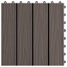 Piastrelle 11 pz Goffrature WPC 30x30 cm 1 mq Marrone Scuro