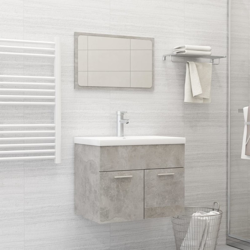 Set Mobili da Bagno Grigio Cemento in Truciolato