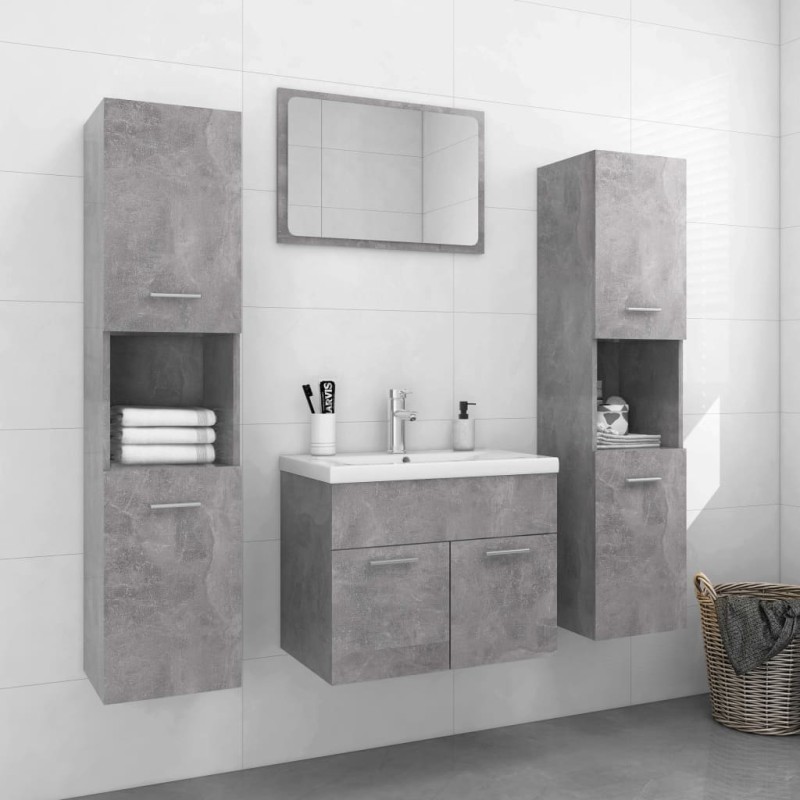 Set Mobili da Bagno Grigio Cemento in Truciolato