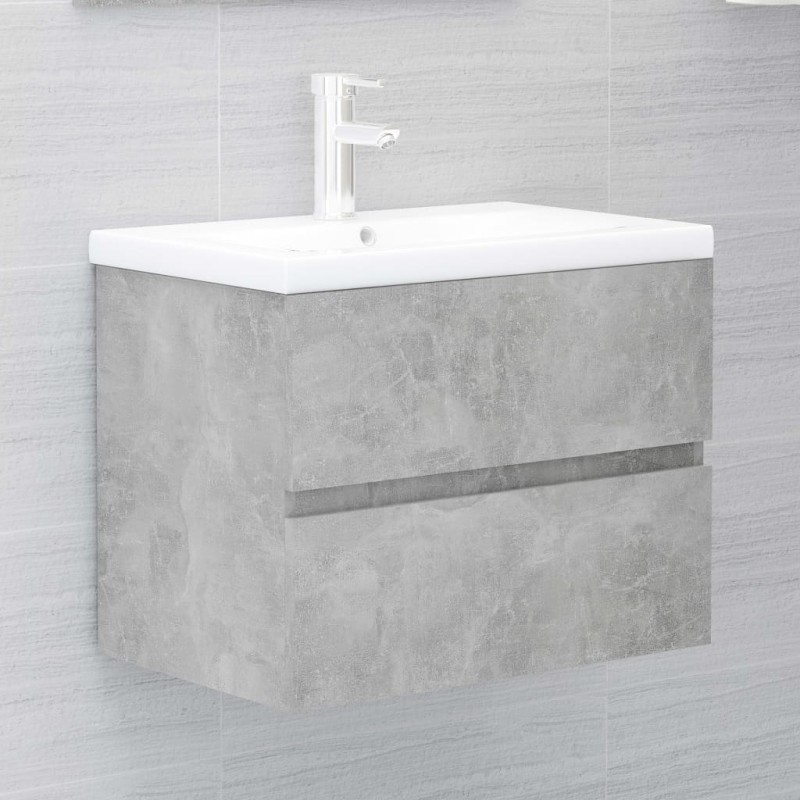    Mobile Bagno con Lavabo Integrato Grigio Cemento in Truciolato