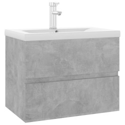    Mobile Bagno con Lavabo Integrato Grigio Cemento in Truciolato