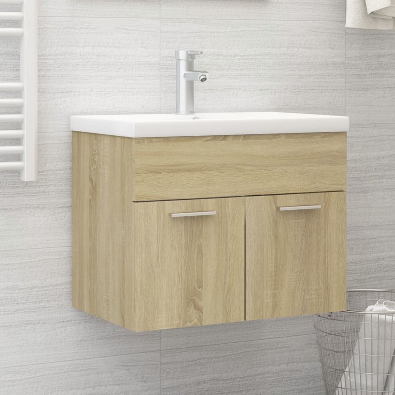 Mobile Bagno con Lavabo Integrato Rovere Sonoma in Truciolato